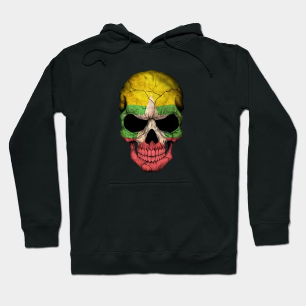 Myanmar Flag Skull Hoodie by jeffbartels